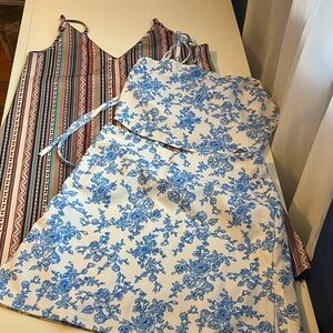 SHEIN Blue Floral and Multicolor Striped Dresses